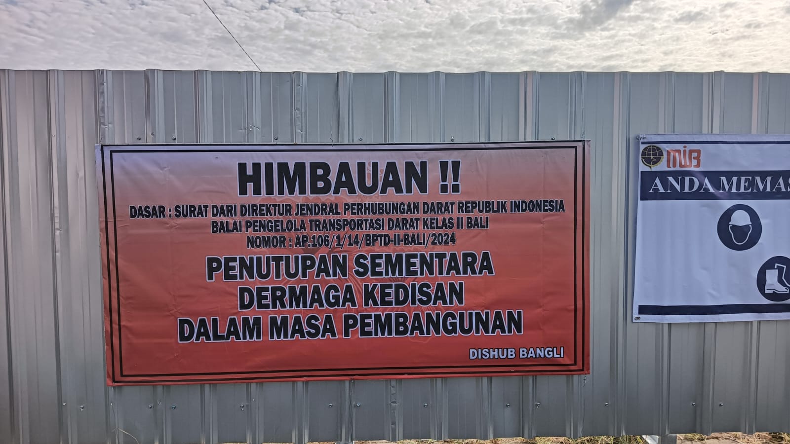 Penutupan Sementara Dermaga Kedisan Terkait Pembangunan